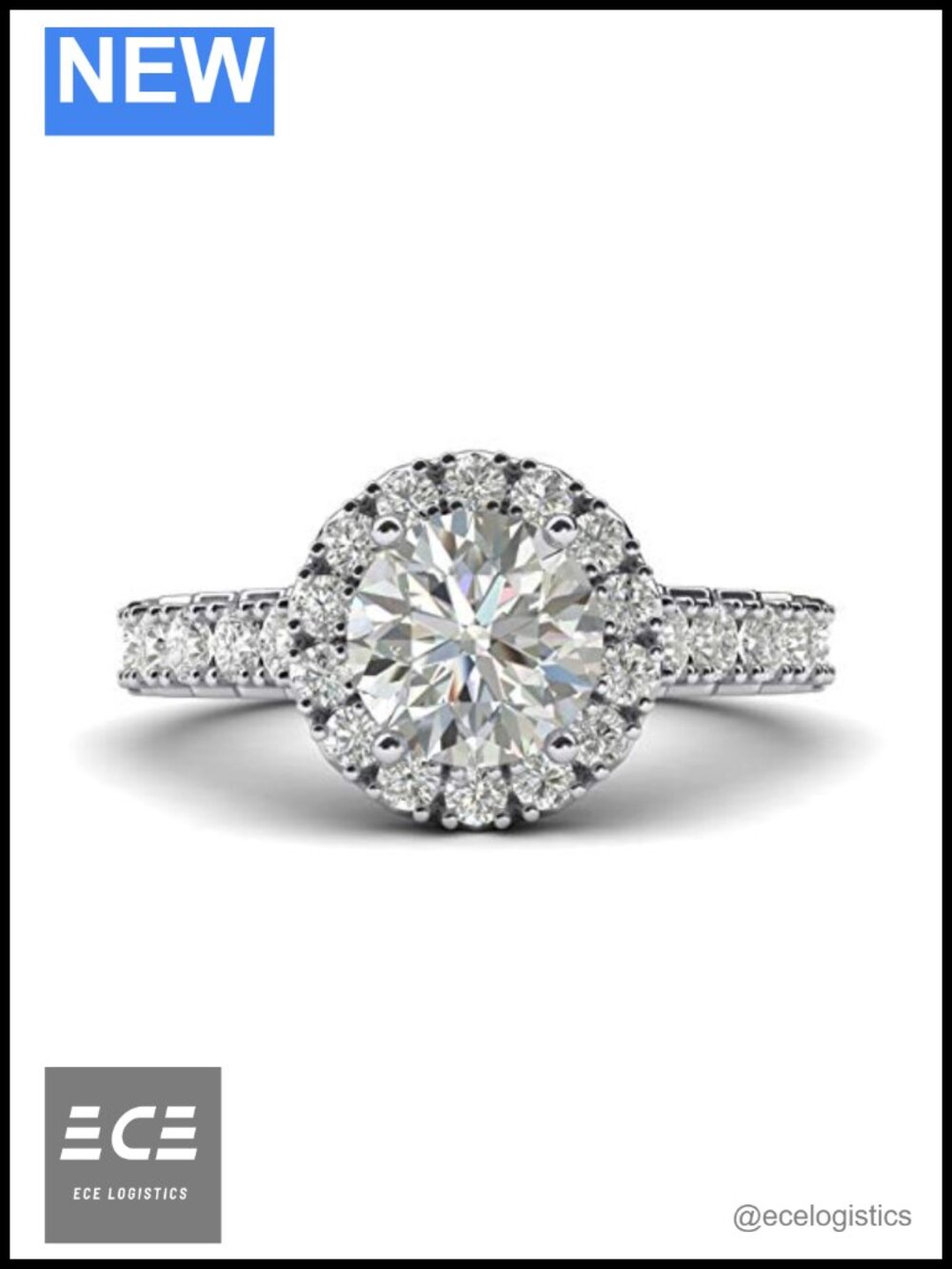 Sterling Silver Halo 1.5ctw Simulated Diamond Engagement Ring